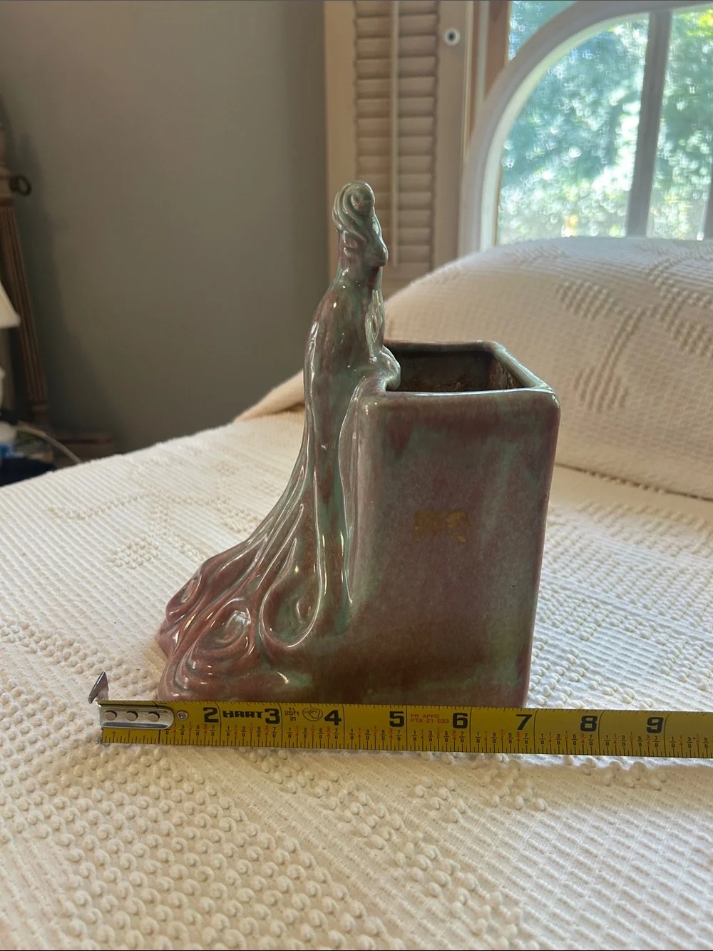 Artisan Iridescent Ceramic Peacock Vase West Coast Pottery